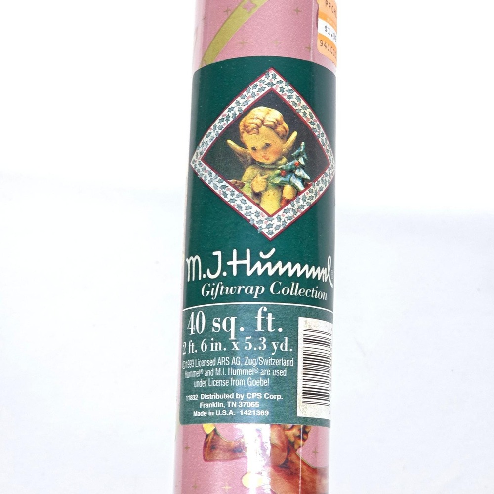 M. J. Hummel Christmas Wrapping Paper 40 sq ft Vintage 1993 Pink Angels‎ Sealed